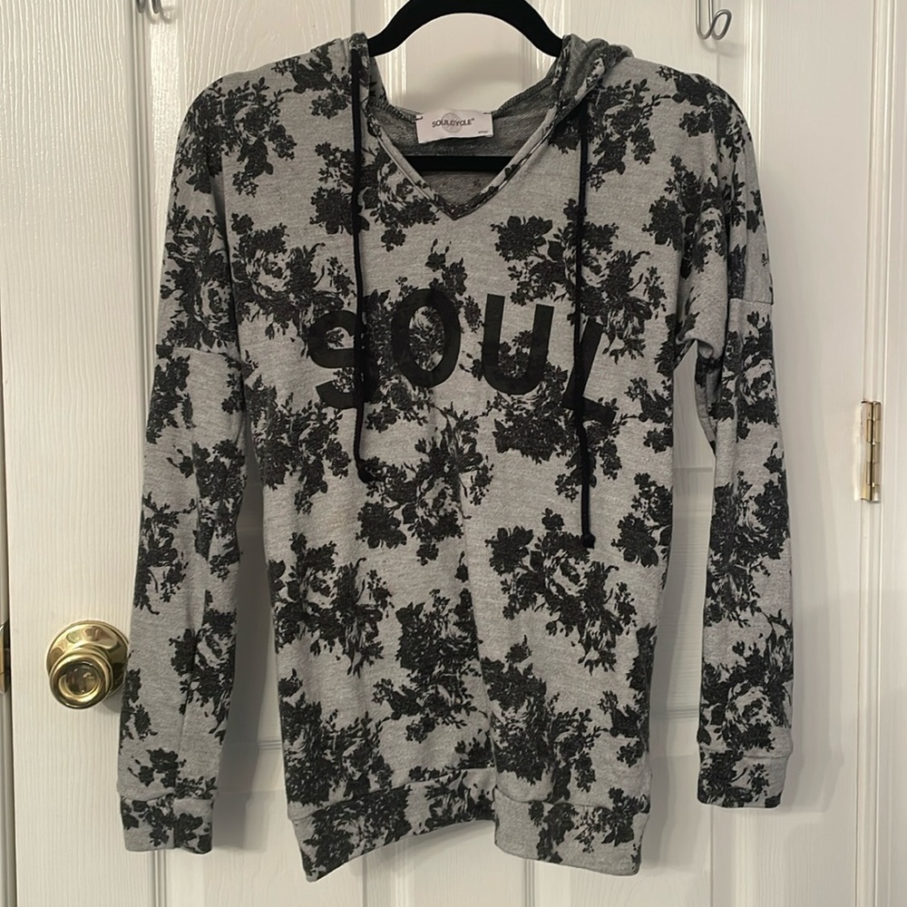 Soul Cycle Split Back Floral Hooded Sweatshirt